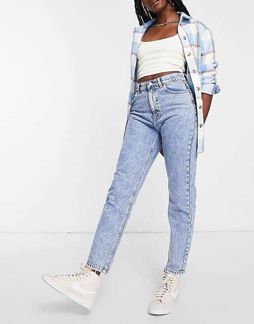 

Голубые джинсы с завышенной талией Pull&Bear