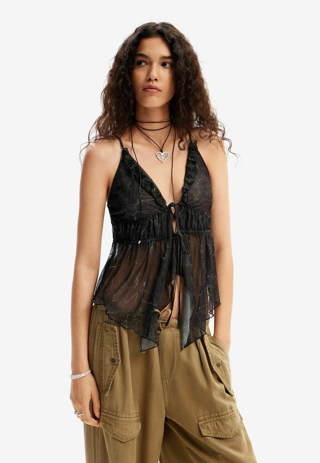 

Топ Ruffle Desigual, зеленый
