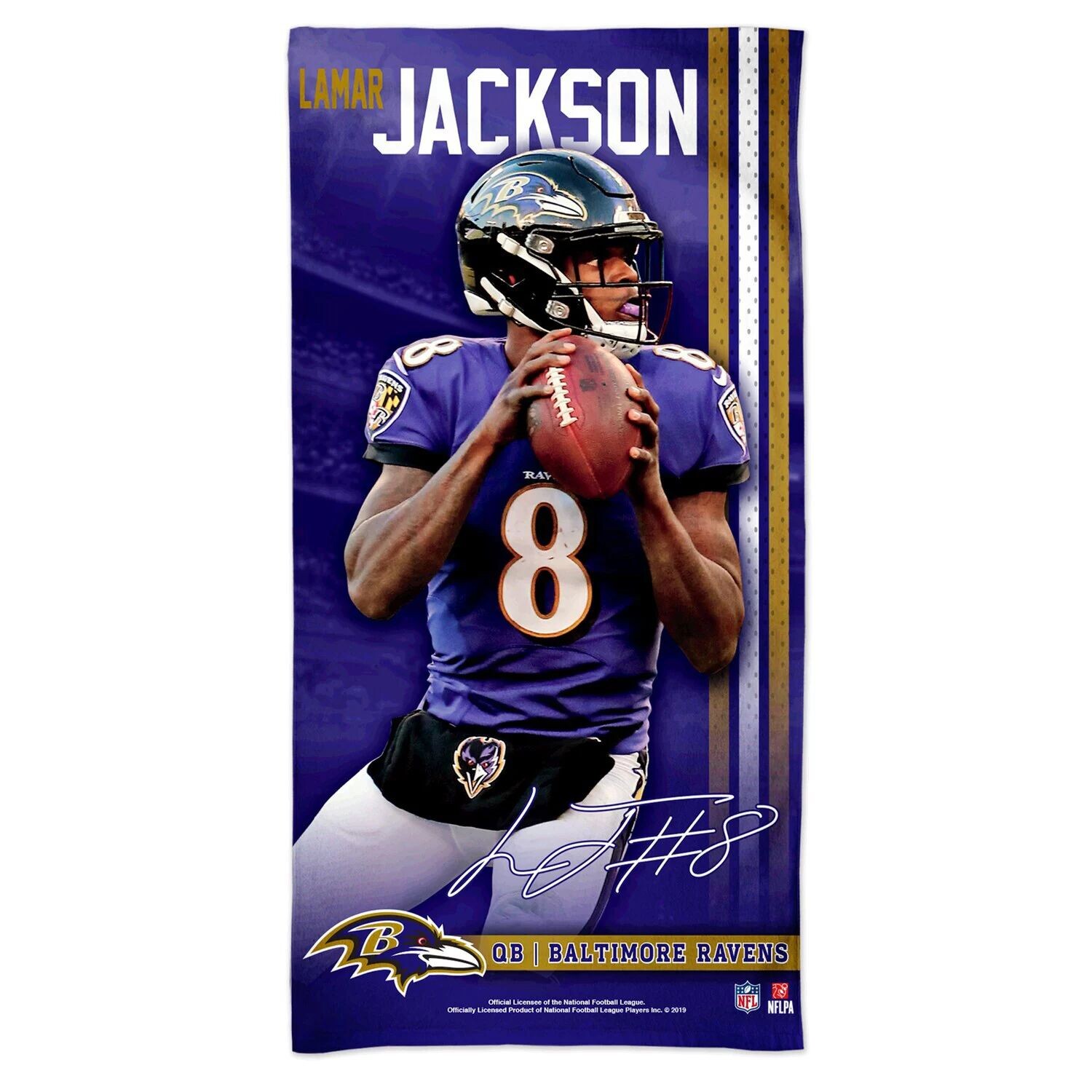 

Пляжное полотенце Spectra Player WinCraft Lamar Jackson Baltimore Ravens 30 x 60 дюймов