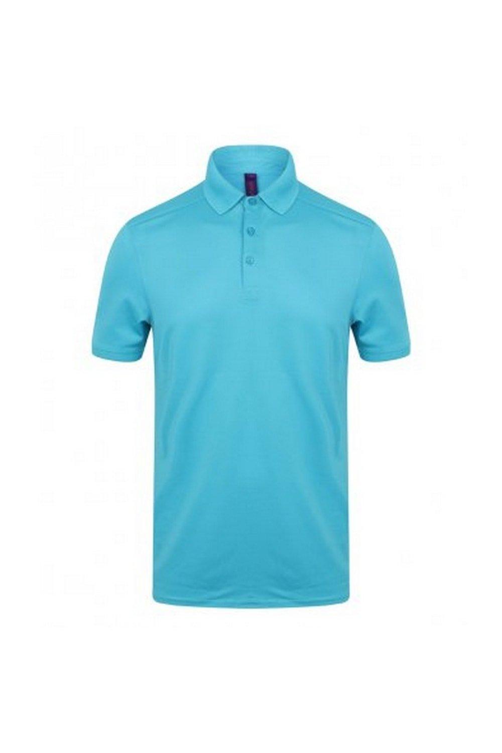 Рубашка поло из пике стрейч из микрофайна Henbury, синий рубашка поло coolplus из пике henbury зеленый