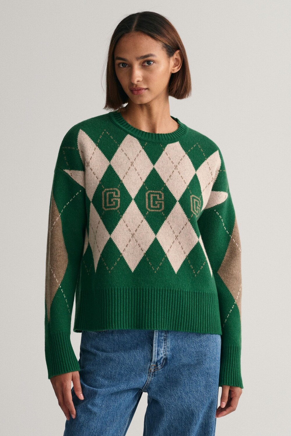 

Свитер Gant с круглым вырезом и рюшами GANT, зеленый
