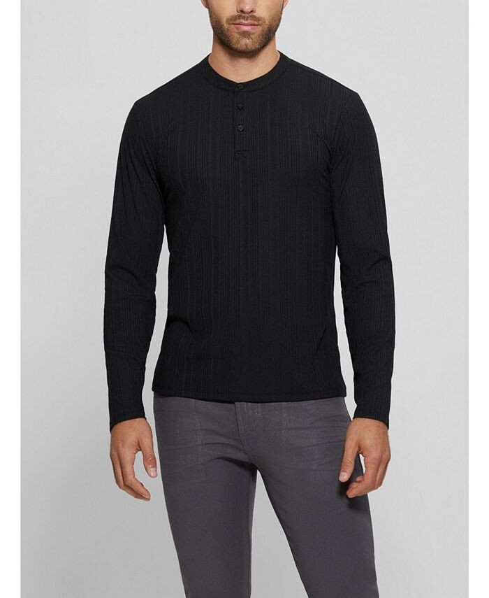 

Мужская футболка Henley вязки в рубчик Brentwood GUESS, черный