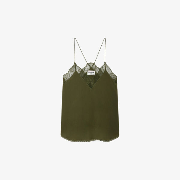 

Топ Christy из шелкового крепа с V-образным вырезом Zadig&Voltaire, зеленый