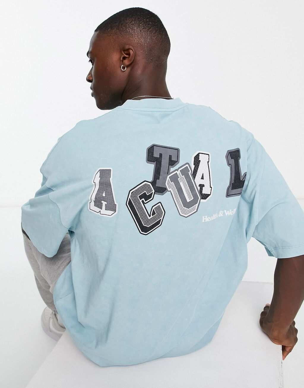 

Голубая футболка оверсайз с логотипом ASOS Actual, Синий