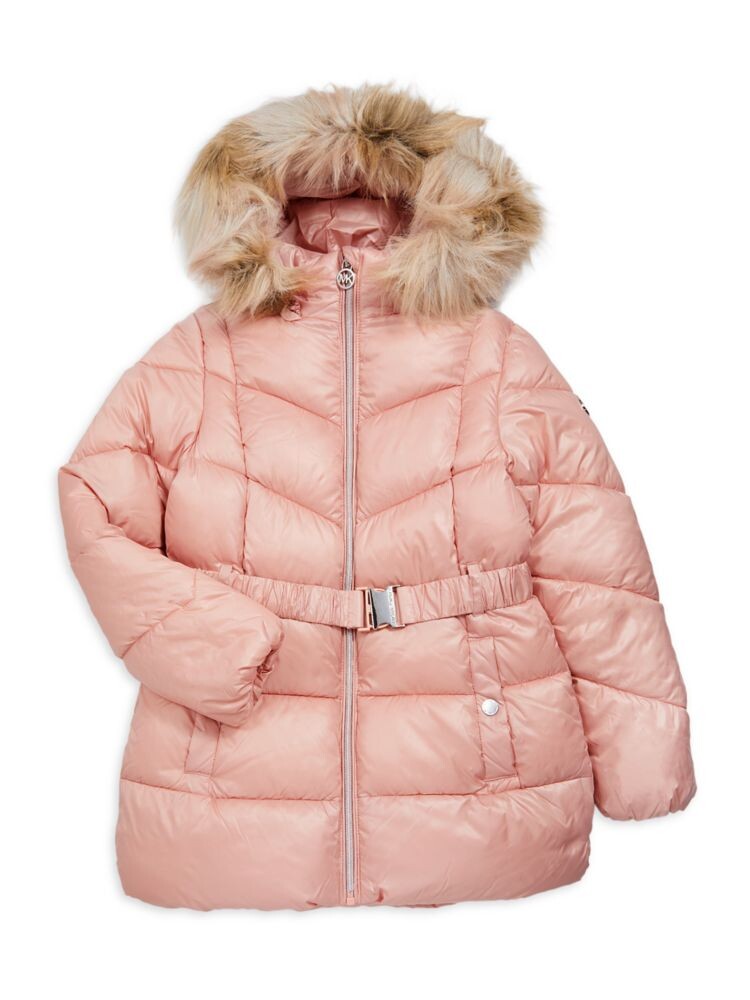 

Пуховик для девочки с поясом Michael Michael Kors, цвет Blush