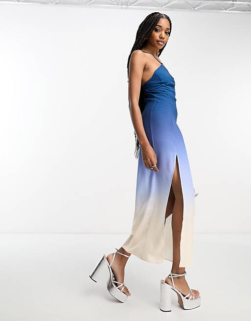 

Синее платье макси на одной бретельке ASOS DESIGN Tall, Синий