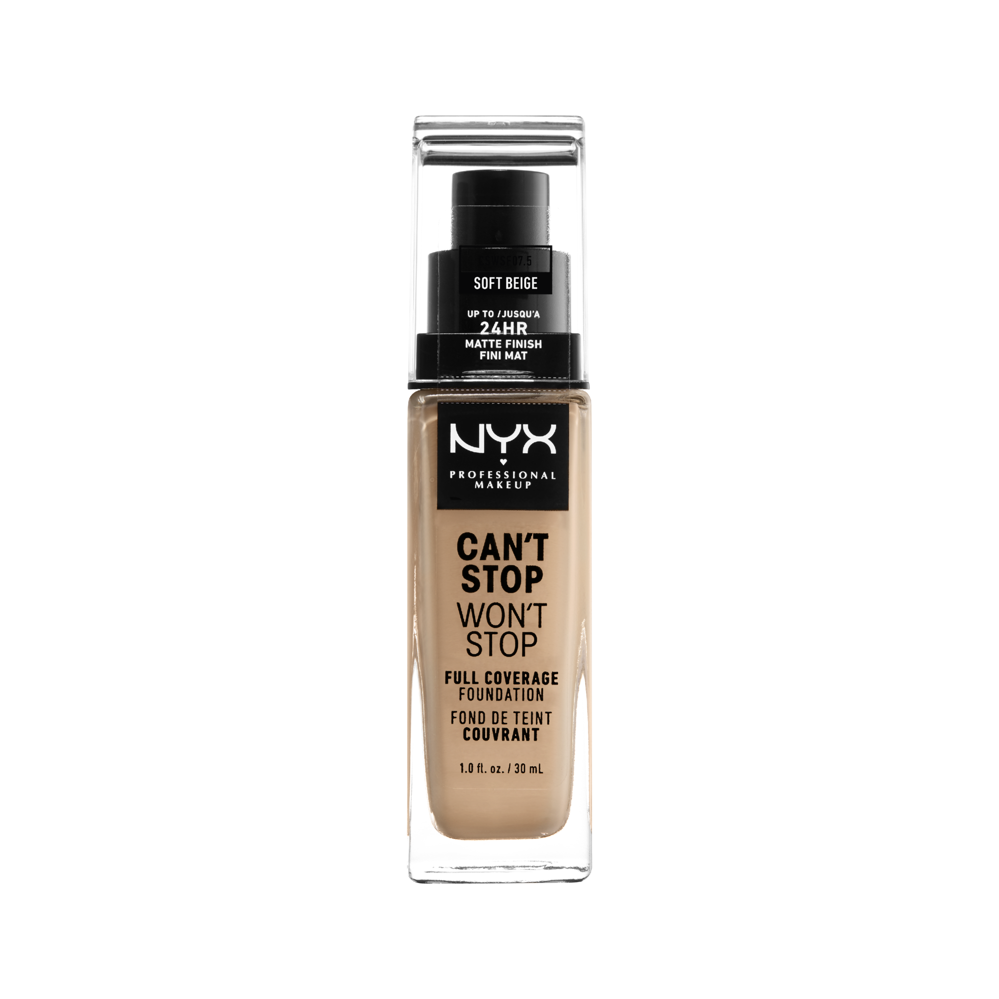 Мягкая бежевая тональная основа для лица Nyx Professional Makeup Can'T Stop Won'T Stop, 30 мл
