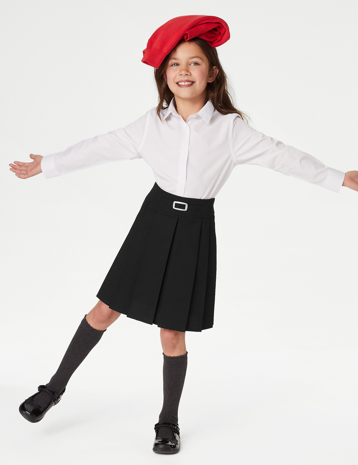 

Школьная юбка с постоянными складками для девочек (2–16 лет) Marks & Spencer, черный