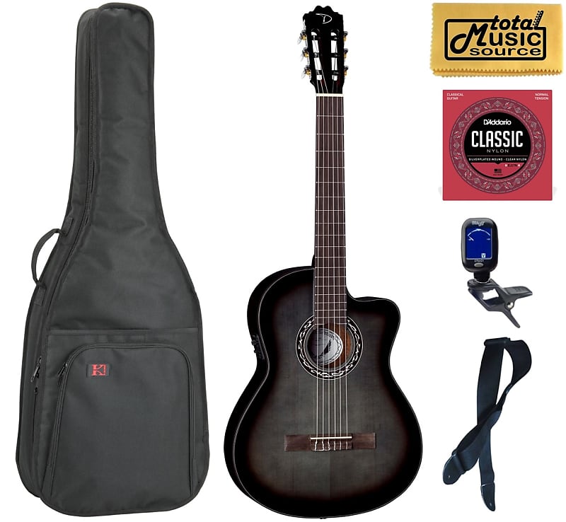 цена Акустическая гитара Dean EC CE BKB Espana Classical Nylon Full Size A/E Guitar, Light Weight Bag Bundle