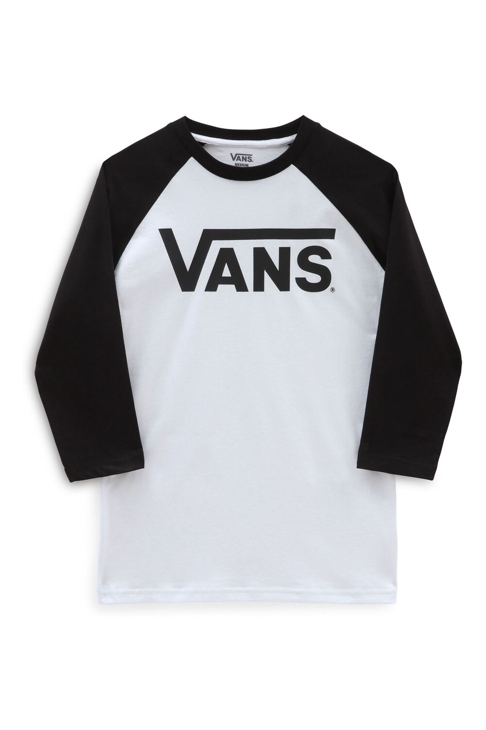

Бело-черная футболка для мальчика с рукавами реглан Vans, черный