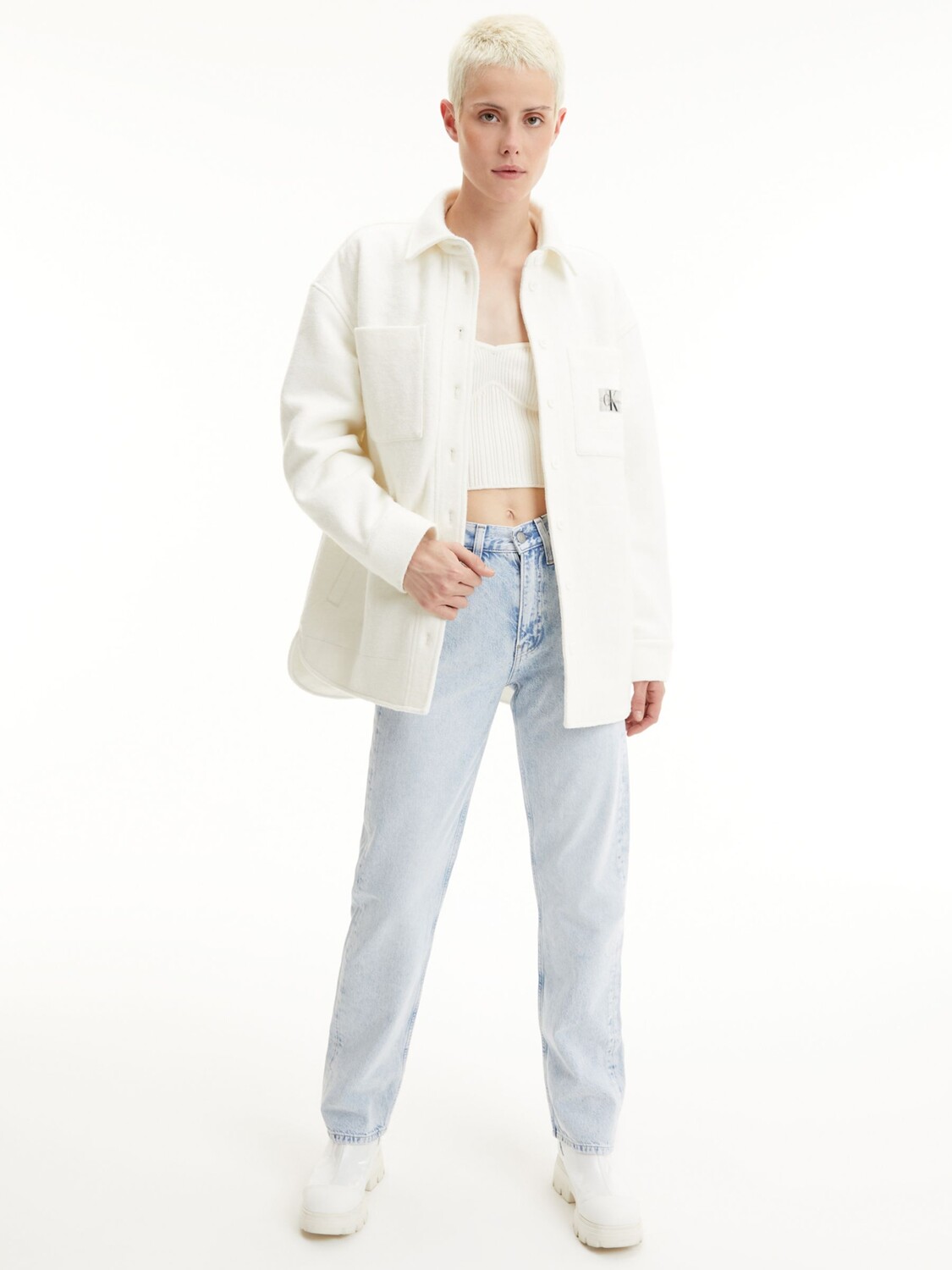 

Шерстяная куртка Calvin Klein Boucle, цвет слоновой кости