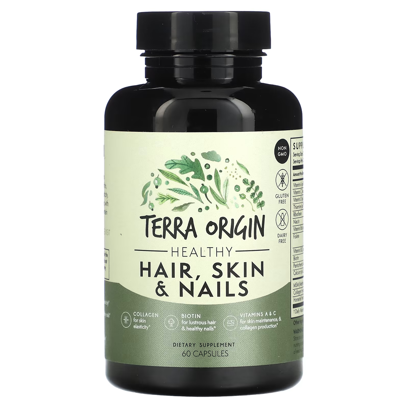 Пищевая добавка Terra Origin Волосы, кожа и ногти, 60 капсул appliednutrition более длинные и сильные волосы и ногти 60 жидких гелевых капсул