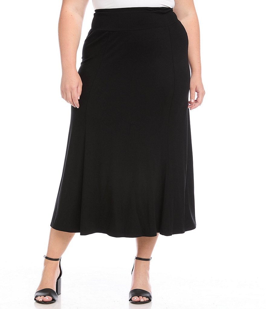 Karen Kane Plus Size струящаяся трикотажная юбка длиной ниже колена, черный