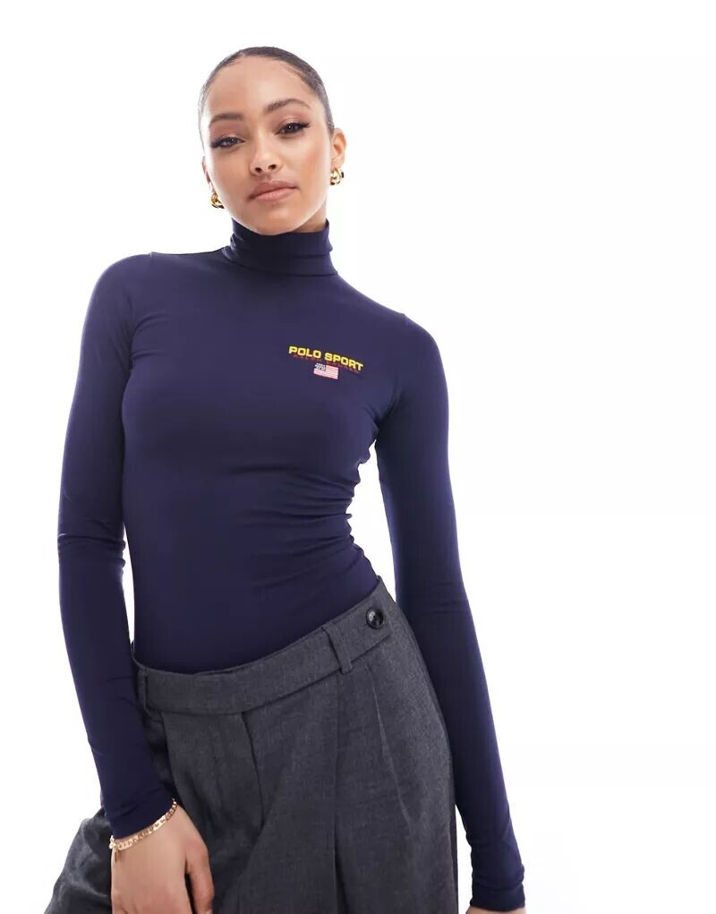 

Темно-синяя футболка скинни с логотипом Polo Ralph Lauren Sport Capsule