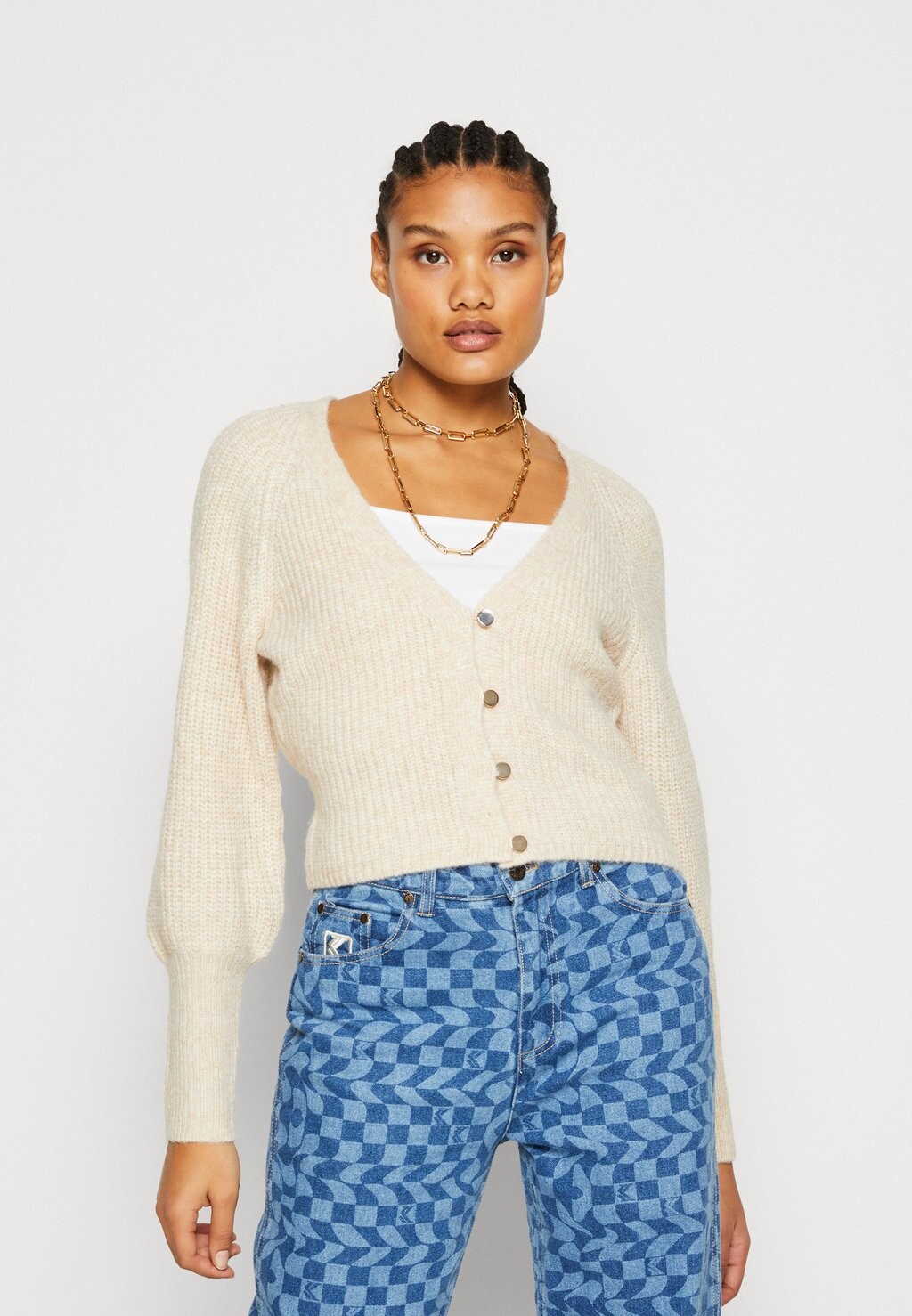 

Кардиган ONLY Onlallie Life Short Cardigan, пемза меланж, Синий