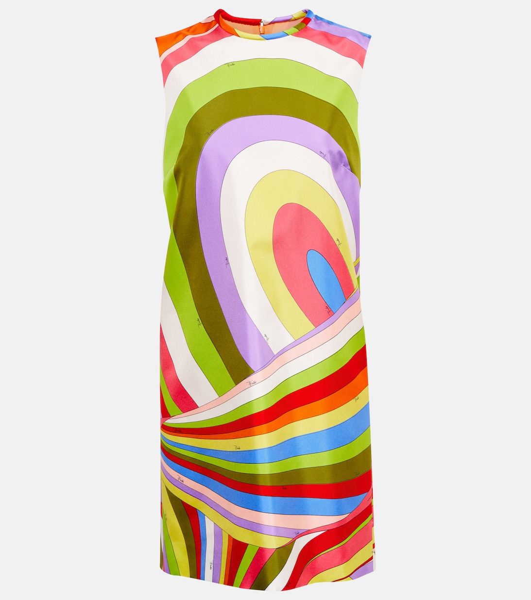 Шелковое мини-платье с принтом PUCCI, разноцветный атласное мини платье с принтом pucci разноцветный