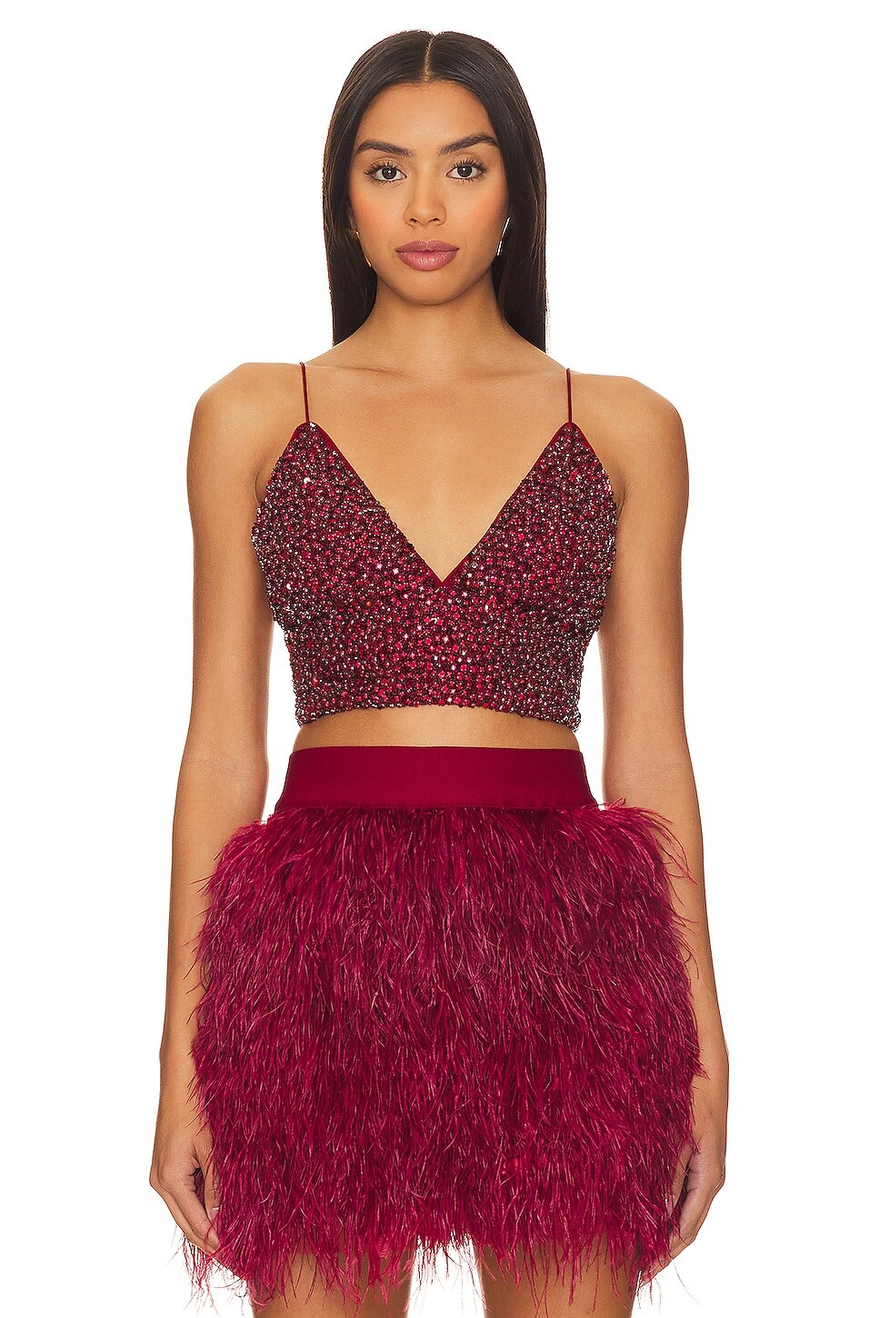 

Топ Alice + Olivia Carli Crystal Bra, цвет Bordeaux
