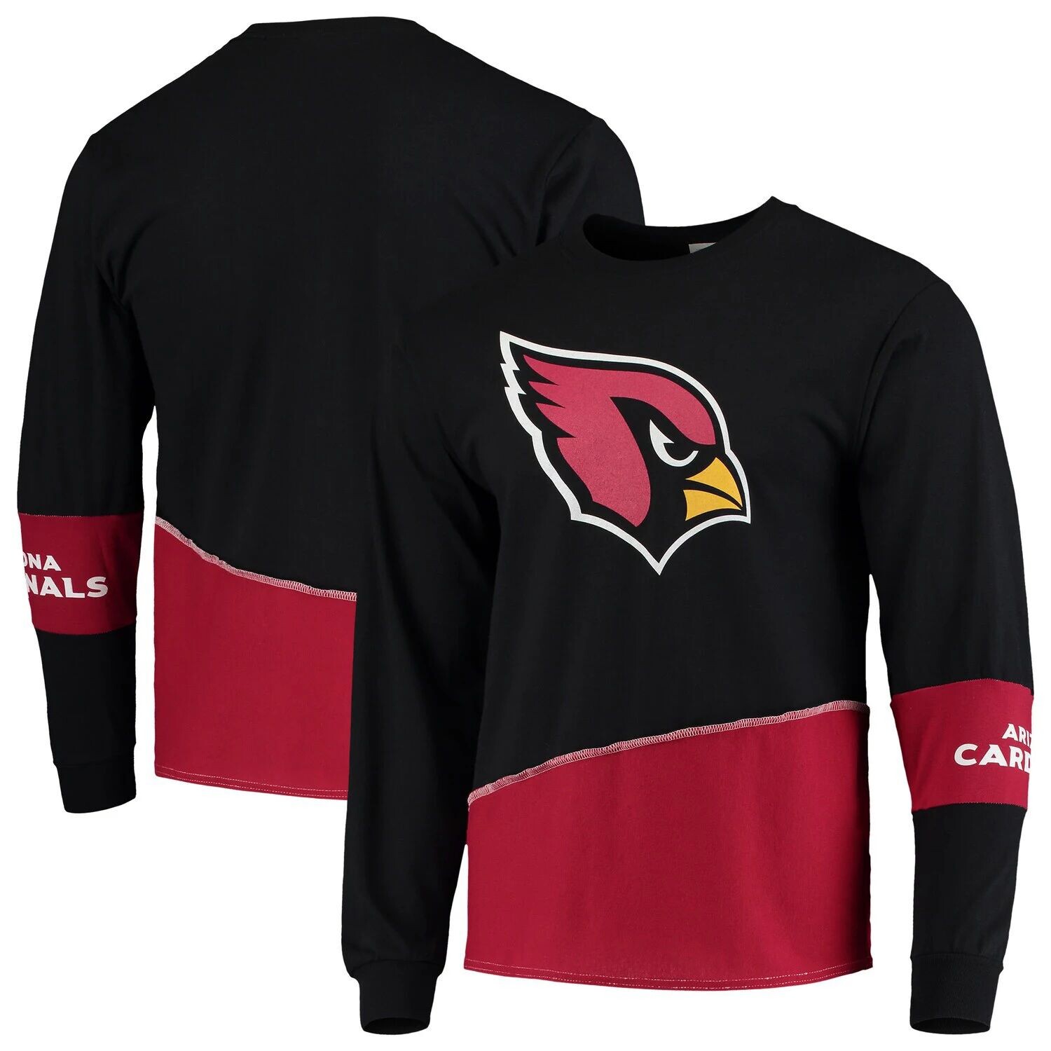

Мужская футболка Refried Apparel Black/Cardinal Arizona Cardinals из экологически чистого переработанного материала с длинными рукавами