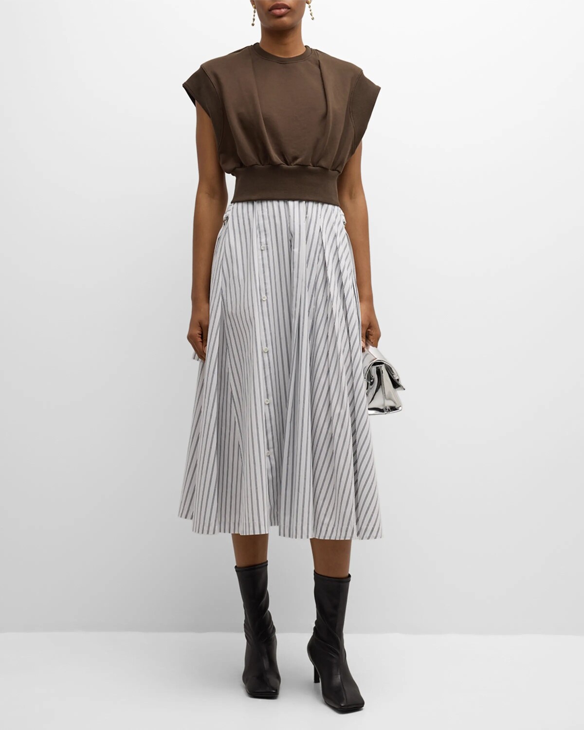 

Комбинированное платье-свитшот и плиссированная юбка 3.1 Phillip Lim, цвет Dk Chocolate