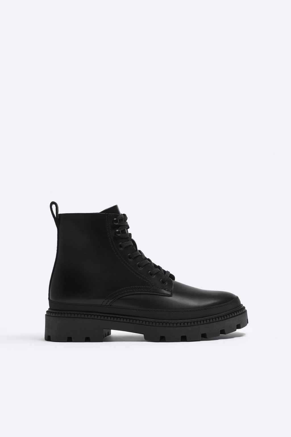 Ботинки на шнуровке ZARA, черный ботинки на шнуровке с пряжками zara черный