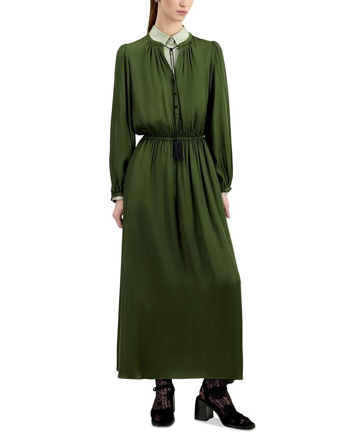 

Однотонное платье макси с длинными рукавами The Kooples, коричневый/бежевый