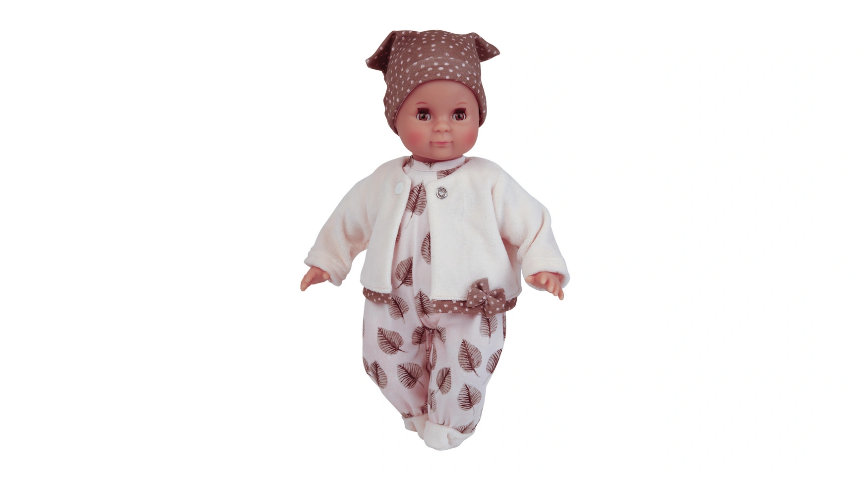 

Schildkroet-Puppen Кукла Schlummerle 32 см с окрашенными волосами и карими спящими глазами, одежда розовая/белая/коричневая