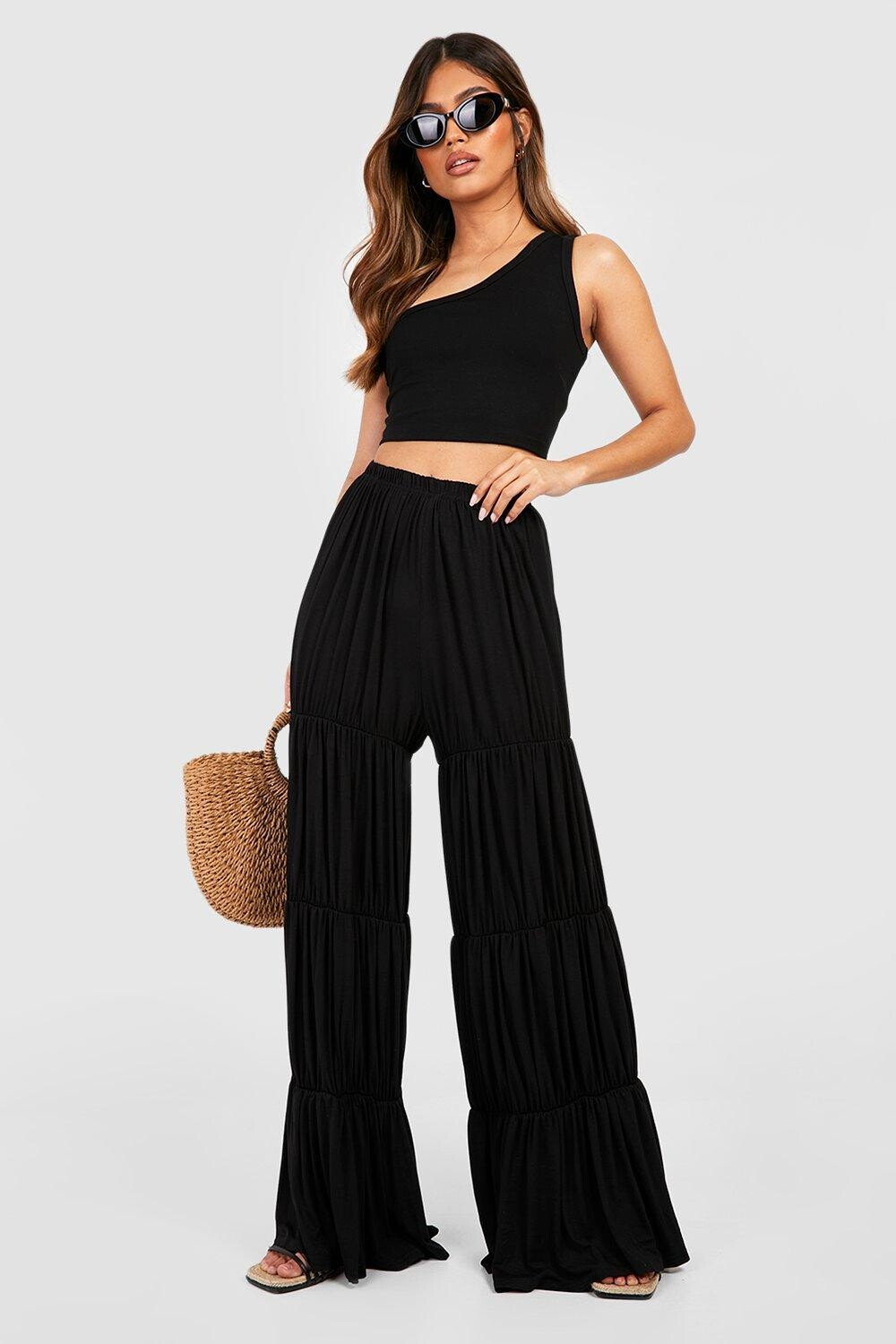 

Широкие брюки из трикотажного трикотажа Boohoo, черный