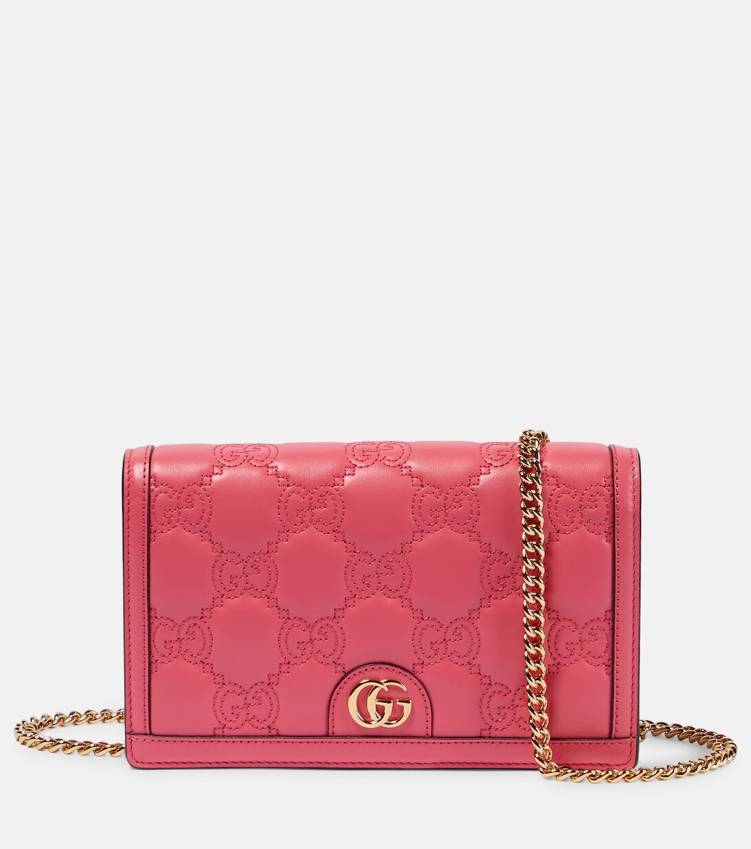 

Кожаный кошелек GG Matelassé на цепочке Gucci, розовый