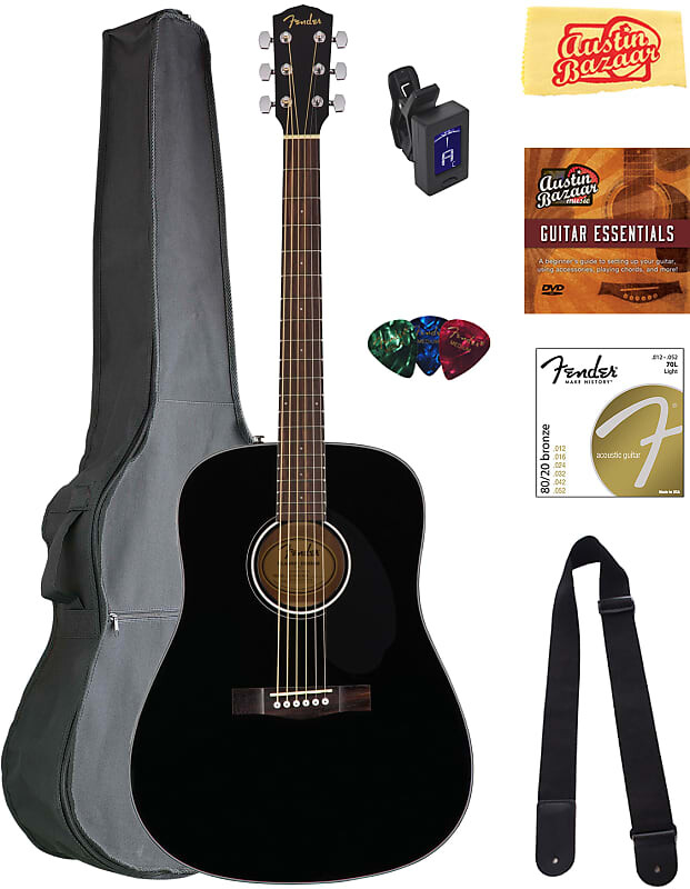 

Акустическая гитара Fender CD-60S Solid Top Dreadnought Acoustic Guitar - Black w/ Gig Bag