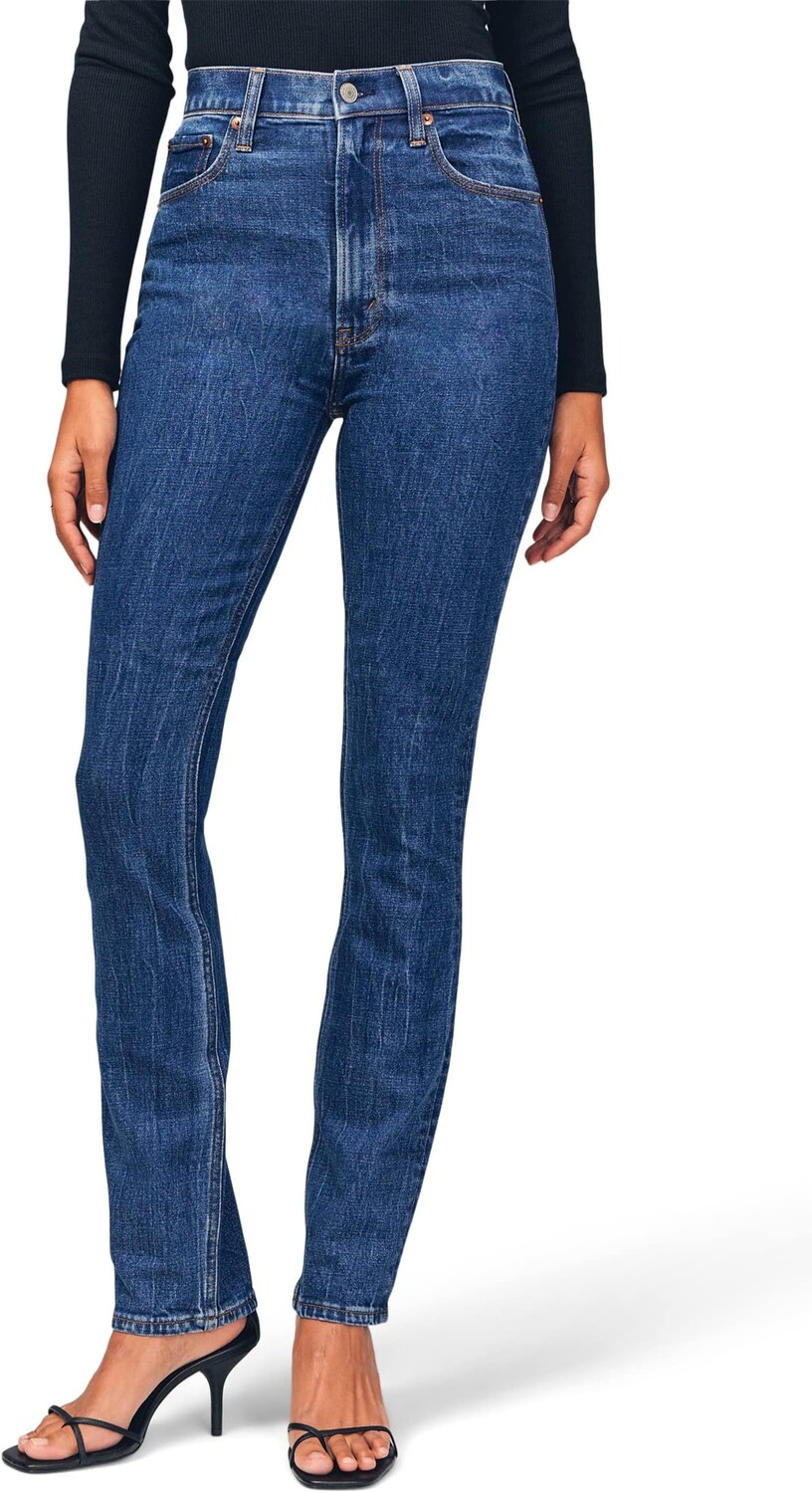 

Джинсы Ultra High-Rise Slim Straight Jeans Abercrombie & Fitch, цвет Dark Indigo Marbled