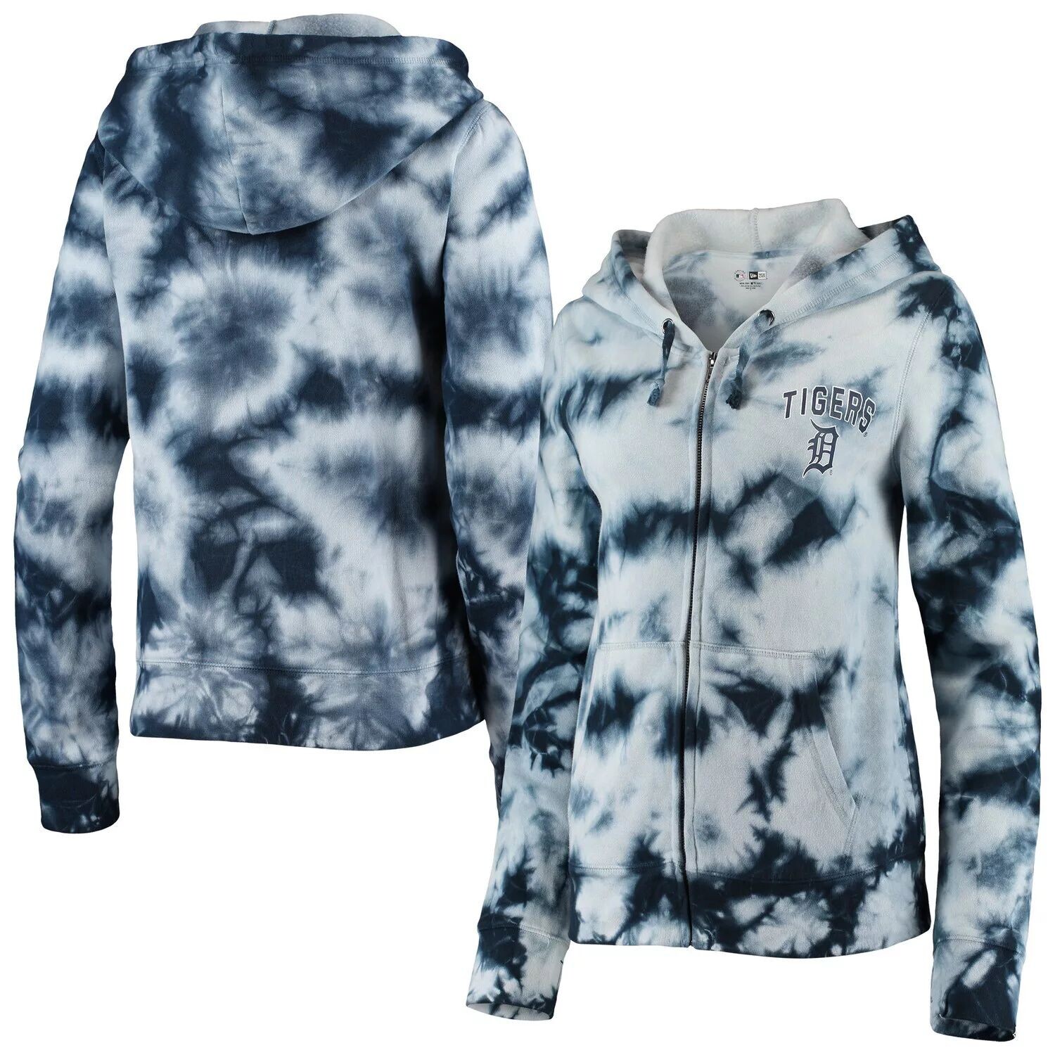 

Женская флисовая толстовка с молнией во всю длину New Era Detroit Tigers Tie-Dye New Era