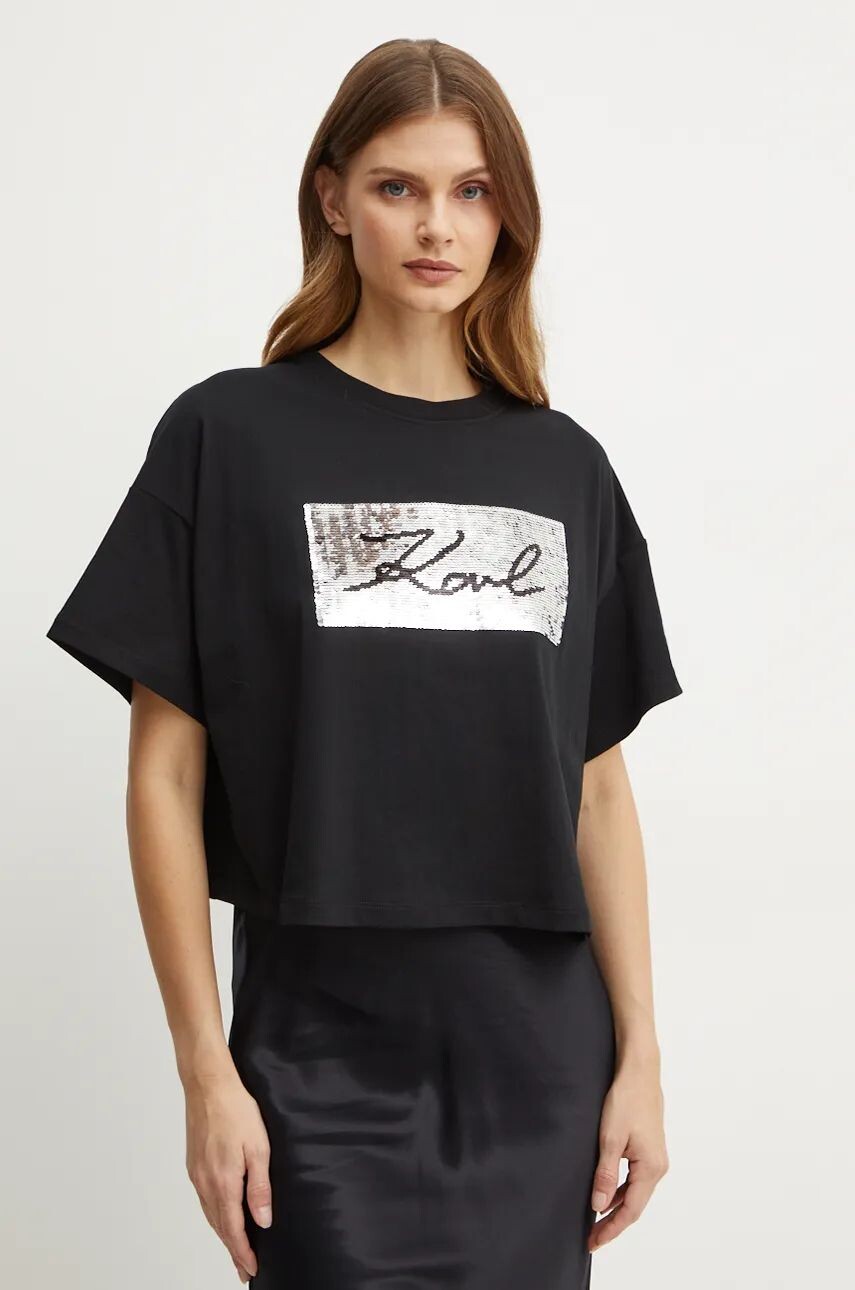 

Хлопковая футболка Karl Lagerfeld, черный