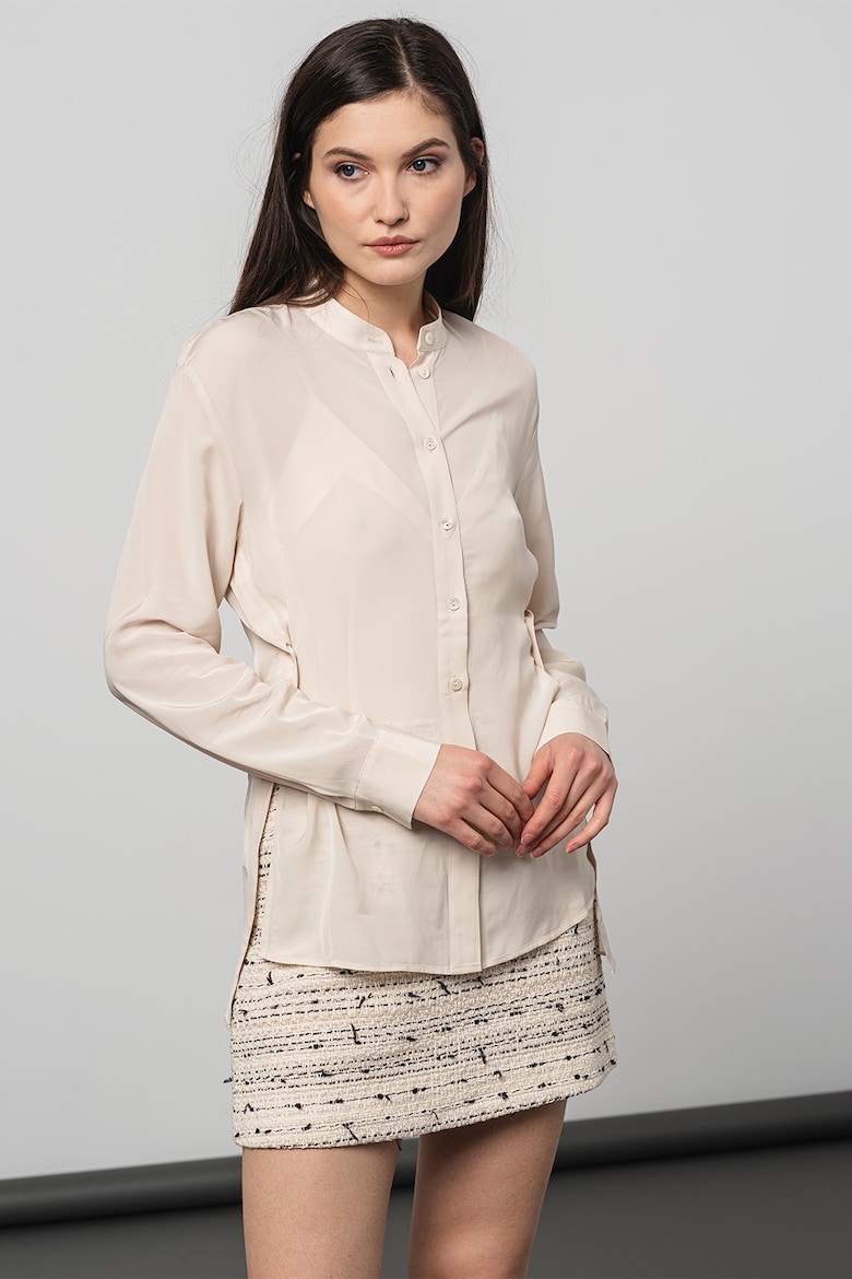 Рубашка-Туника с воротником Stefanel, белый свободная рубашка с шелком stefanel лавандовый
