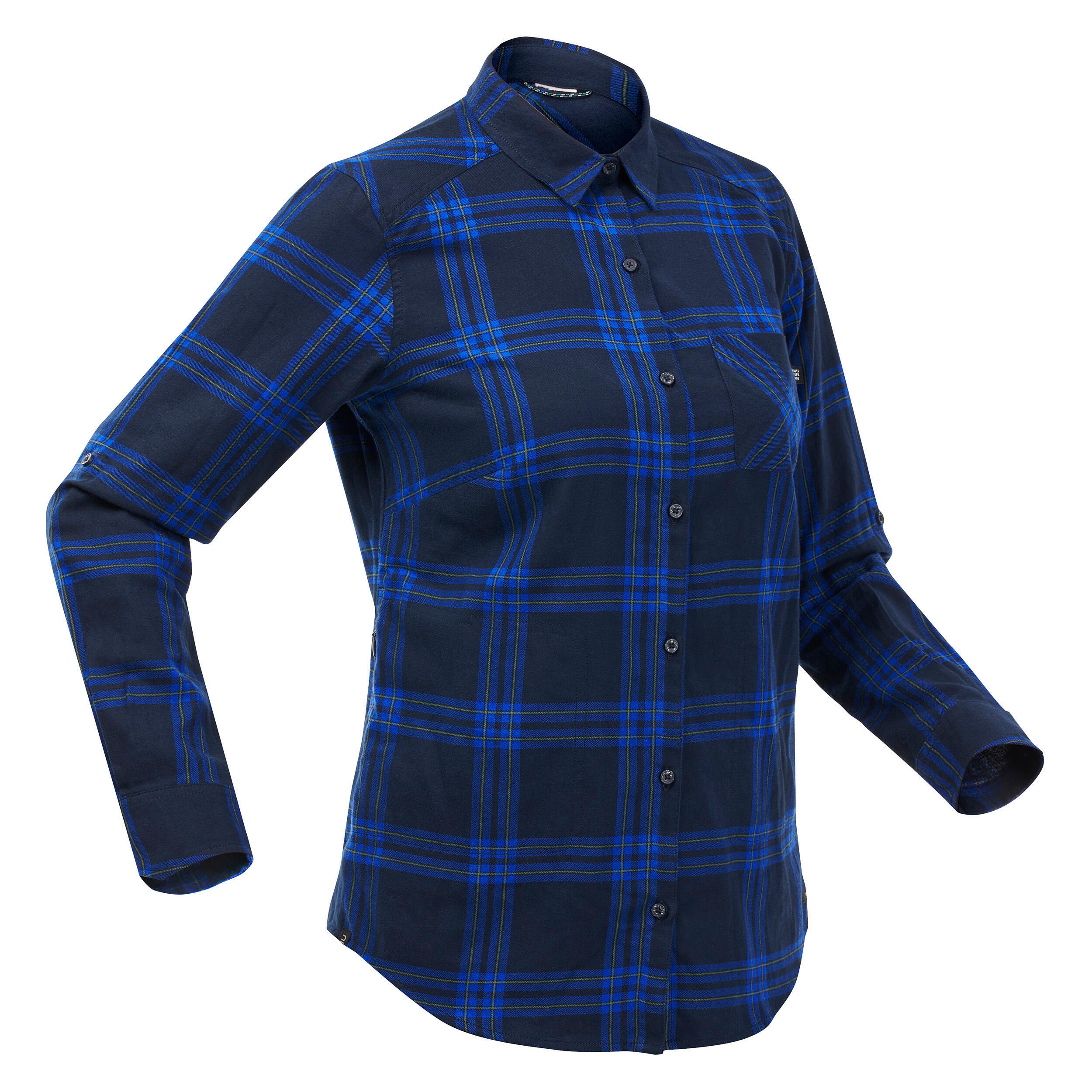 цена Рубашка-блузка женская Forclaz Travel 100 с длинными рукавами, черный/синий