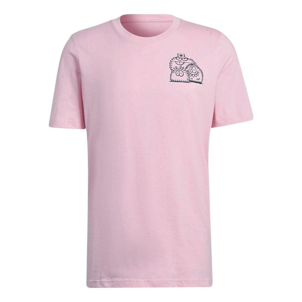 Футболка Adidas originals Cartoon Printing Casual Round Neck Short Sleeve Pink T-Shirt, Розовый