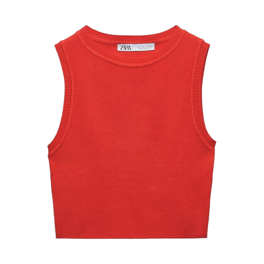 

Кроп-топ Zara Knit, красный