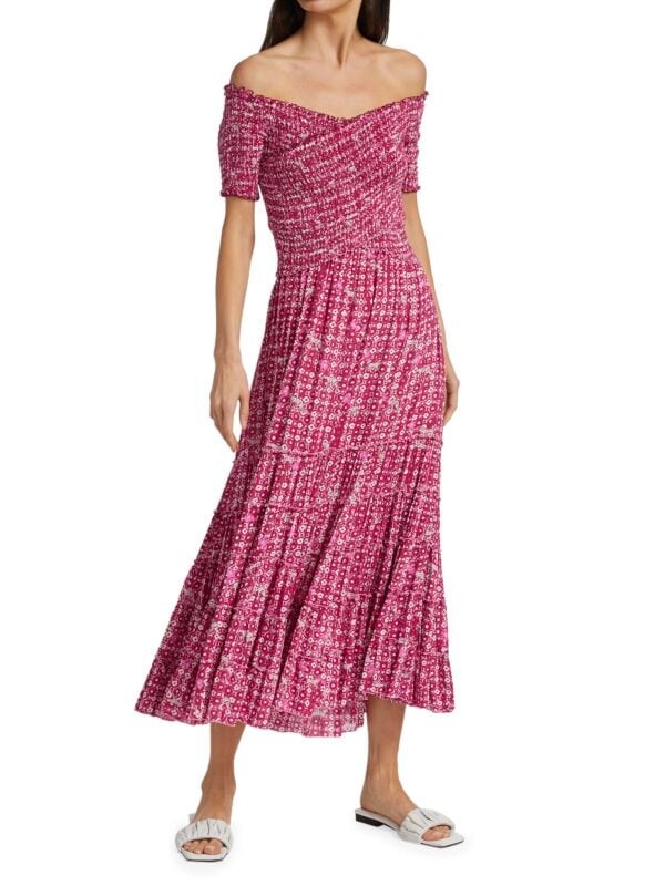 

Платье миди soledad с рюшами Poupette St Barth Pink
