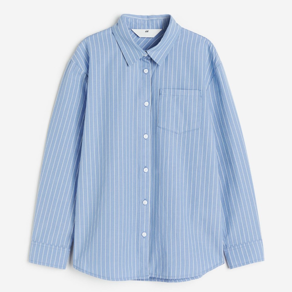 цена Рубашка H&M Kids Cotton Poplin, синий