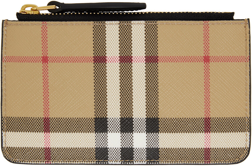 

Бежевый кошелек для монет в винтажную клетку Burberry