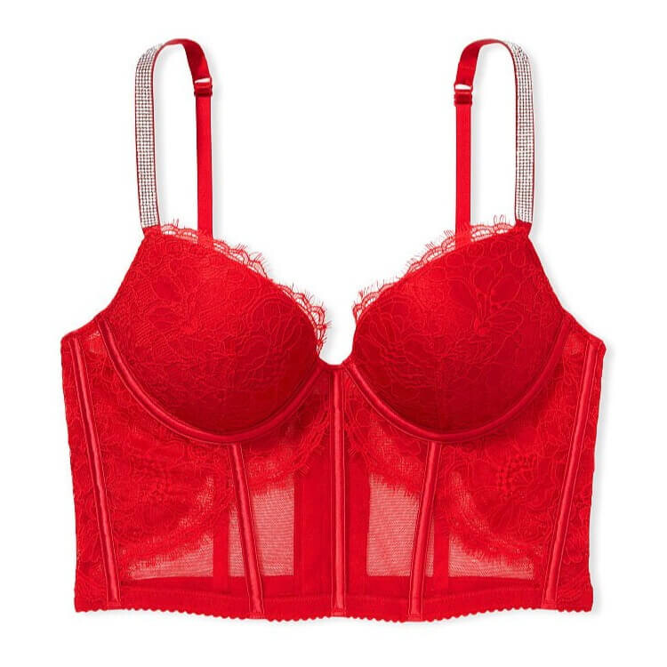 

Корсет Victoria's Secret Shine Strap Lace Push-Up, красный