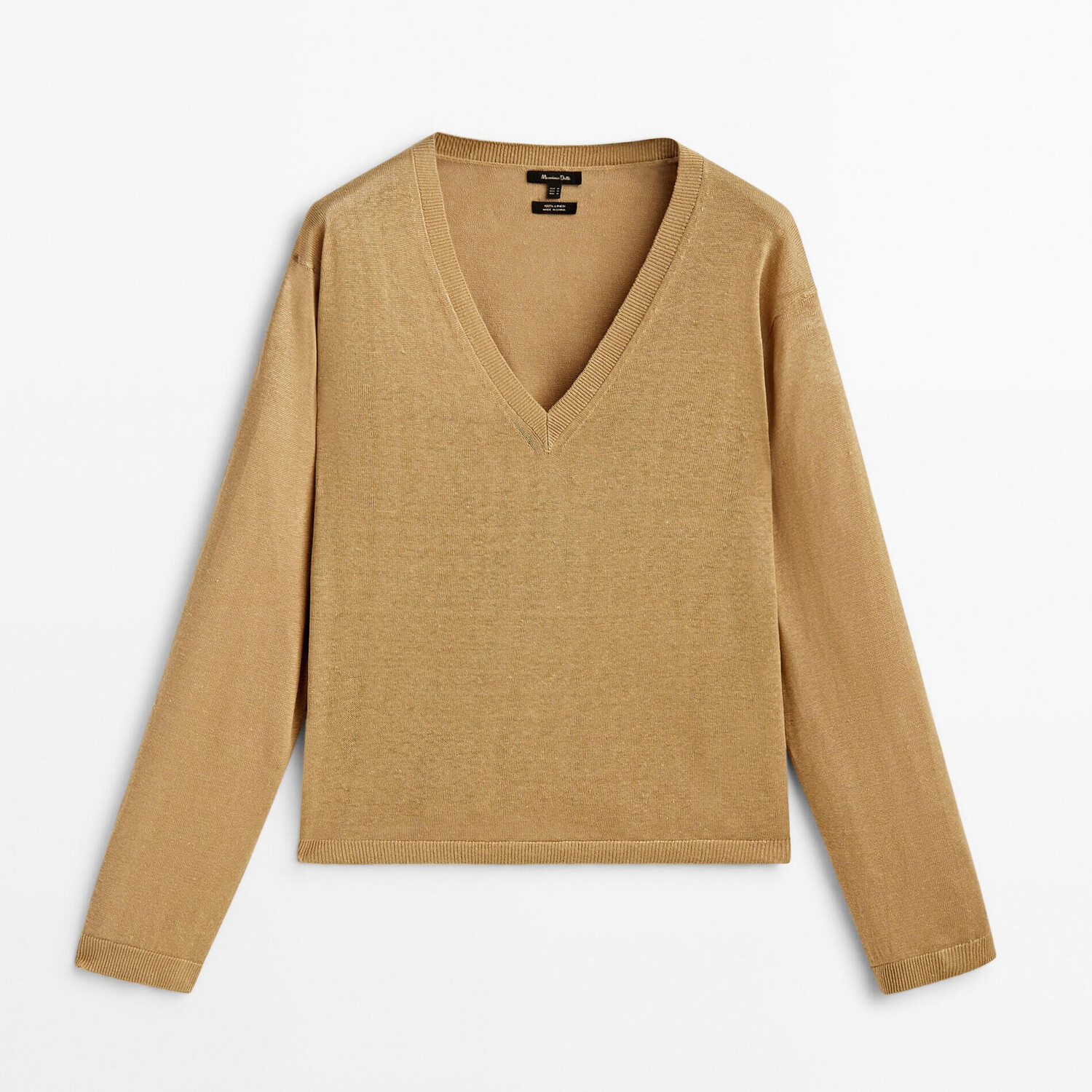 

Пуловер Massimo Dutti Linen V-Neck, песочный
