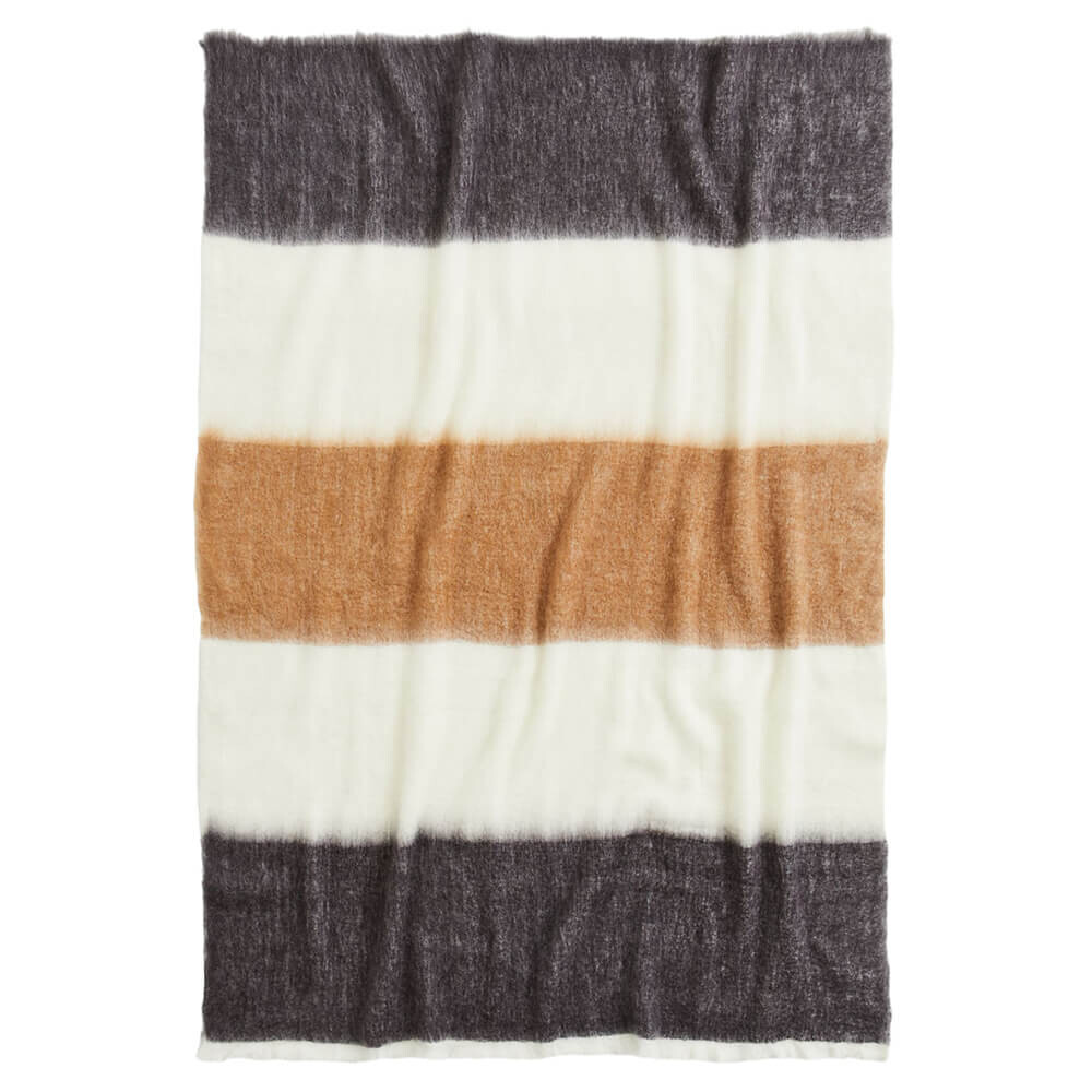 

Плед H&M Home Striped Wool-blend, темно-бежевый/мультиколор