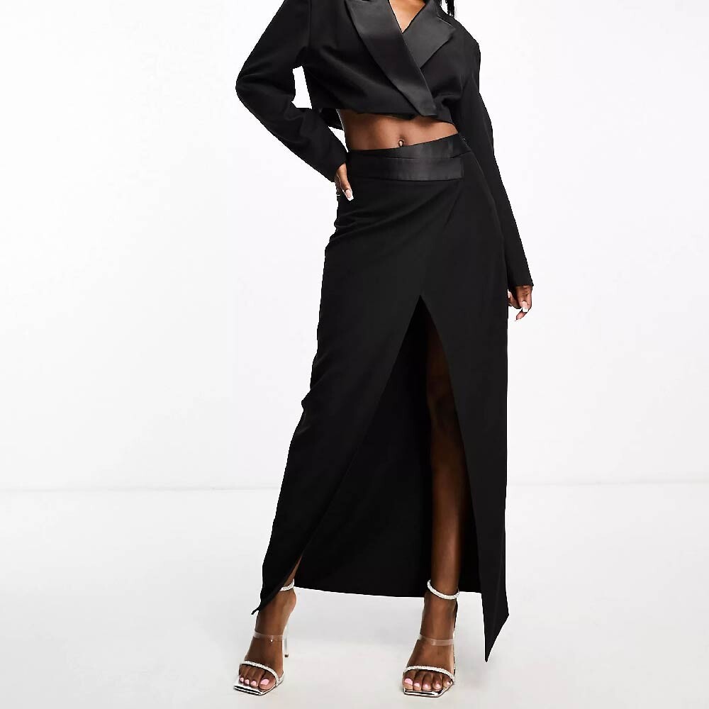 

Юбка Asos Design Tux Asymmetric Maxi, черный