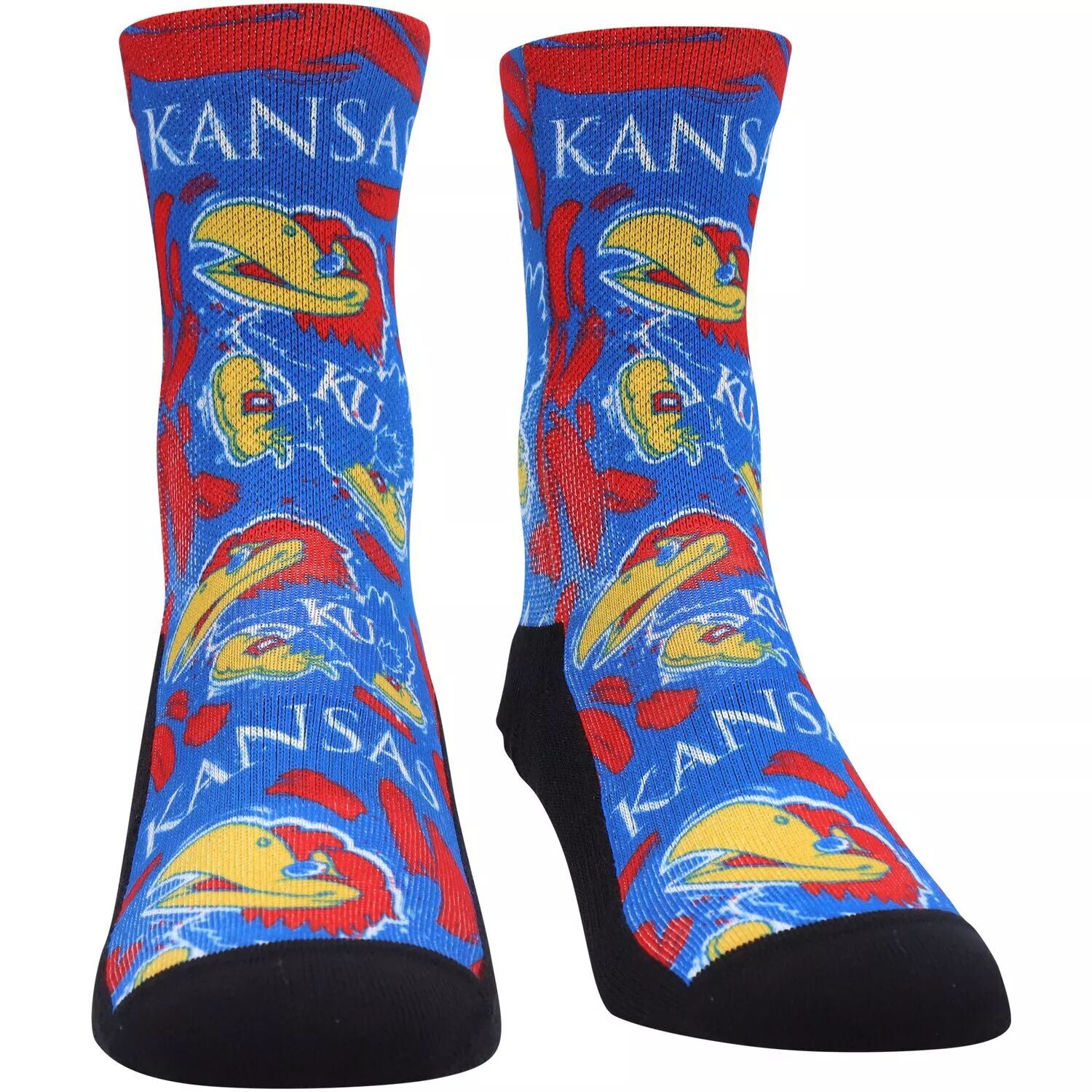 

Молодежные носки Rock Em Socks Kansas Jayhawks Allover Logo & Paint Crew Socks Unbranded
