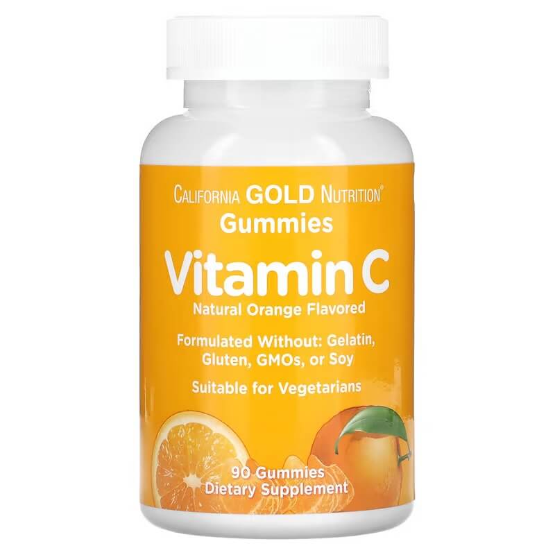 цена Жевательные таблетки с витамином C California Gold Nutrition Vitamin C Gummies, 90 таблеток