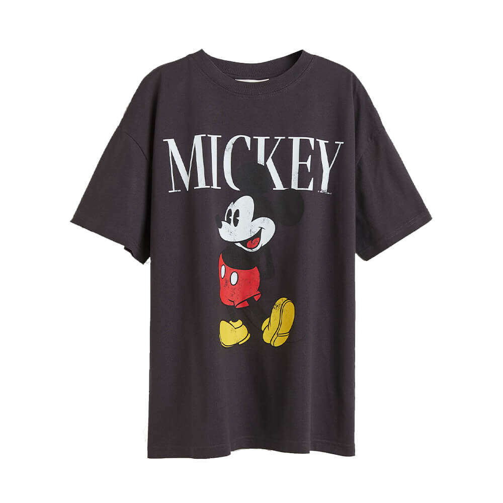 

Футболка H&M Oversized Mickey, тёмно-серый