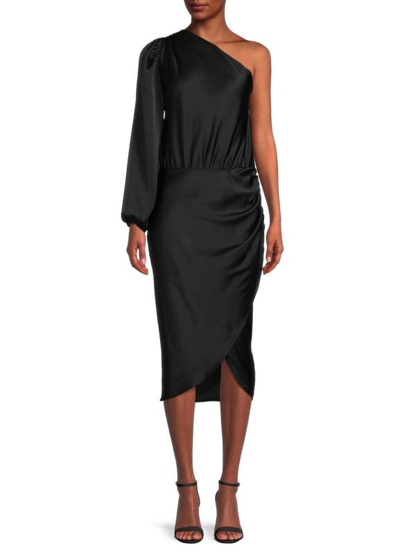 Атласное платье на одно плечо Renee C. Black атласное платье с завязками на шее renee c black