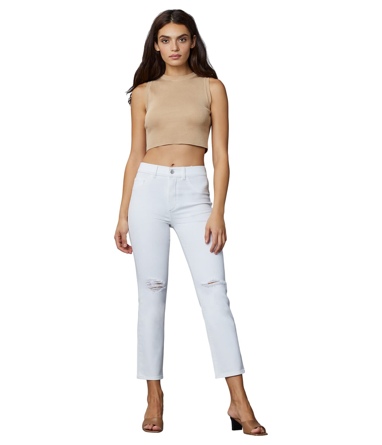 

Джинсы DL1961, Patti Straight in White Distressed