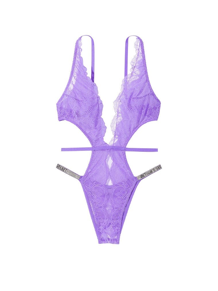 

Боди Victoria's Secret Very Sexy Shine Strap Lace Crotchless Teddy, фиолетовый