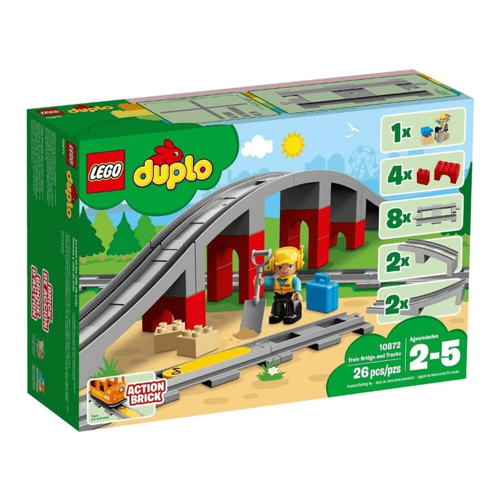Конструктор Lego Duplo Train Bridge And Tracks 10872, 26 деталей lego duplo набор железнодорожный мост и рельсы детская игрушка